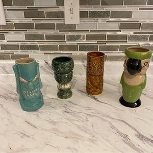 Vintage Tiki Mug set of 4 Dirty D Maikai Polynesian motifs